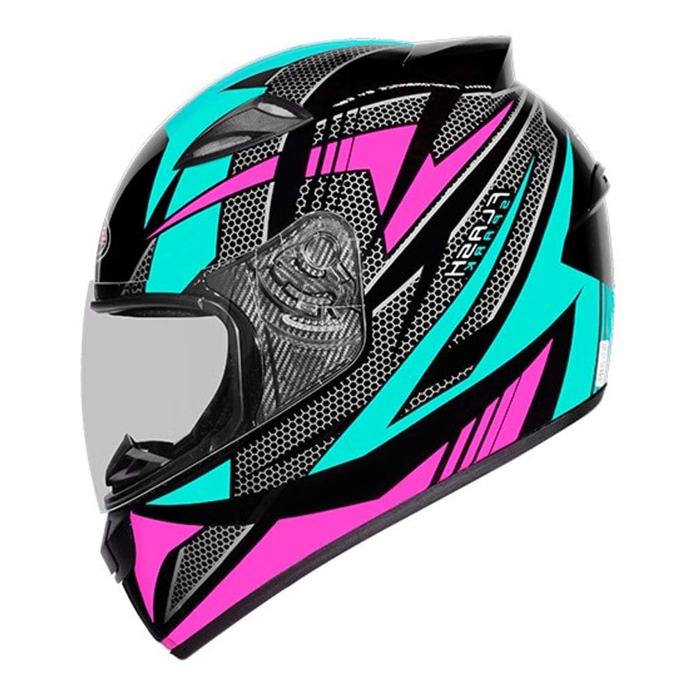 Capacete Ebf New Spark Flash Preto Tifany e Rosa Brilhante