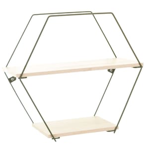 Prateleira Decorativa Geometrica Hexagonal Verde/ Legno