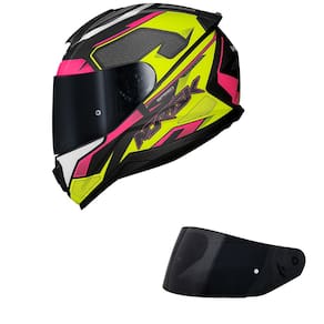 Capacete Norisk Razor Speed Max Preto Rosa e Amarelo Fosco Mais Viseira Fumê