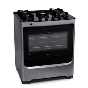 Fogão Consul 5 Bocas Inox Com Mesa De Vidro E Trempe De Ferro Fundido CFS5VAR Bivolt