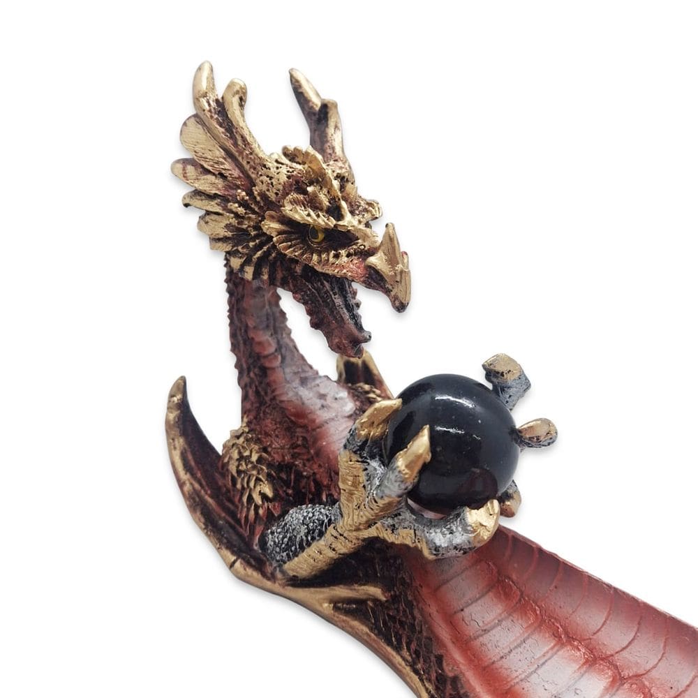 Incensário Vareta Dragão Mágico Bola Cristal 33cm Vermelho