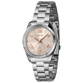 Relógio Lince Feminino 36mm Prateado com Mostrador Rosa
