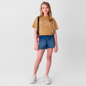 Blusa cropped em malha infantil menina Young Class