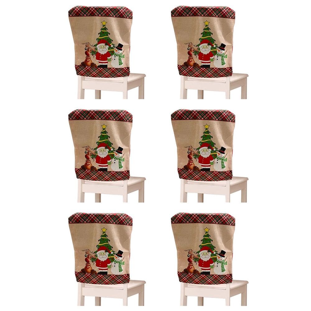 Capa de Cadeira Natal Natalina Kit 6 Unidades Encosto Decoraçao Mesa de Jantar Familia Reuniao Festa Fim de Ano Comemoraçao Celebraçao Evento