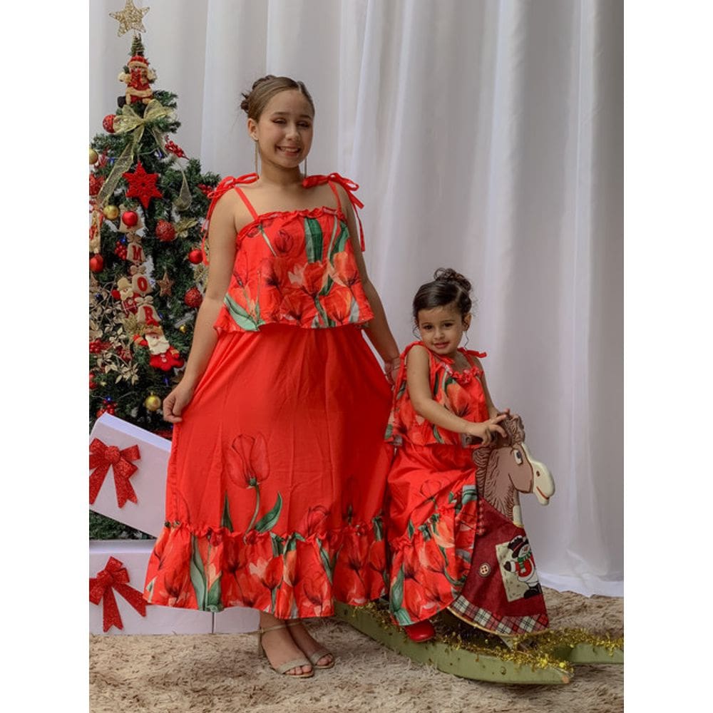 Conjunto Floral Melina Vermelho