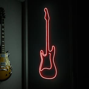 Painel Luminoso Criativo GUITARRA - Neon LED - VERMELHO