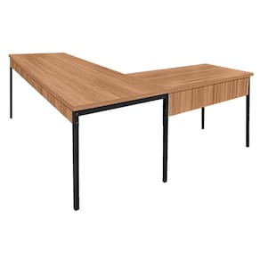 Mesa Escrivaninha em L 176x155 Industrial Nogal/Preto