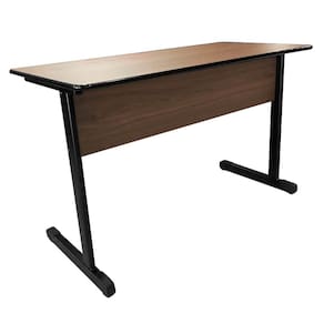 Mesa Escrivaninha 120cm para Recepção Ecommerce Pés Emborrachados Nogal/Preto