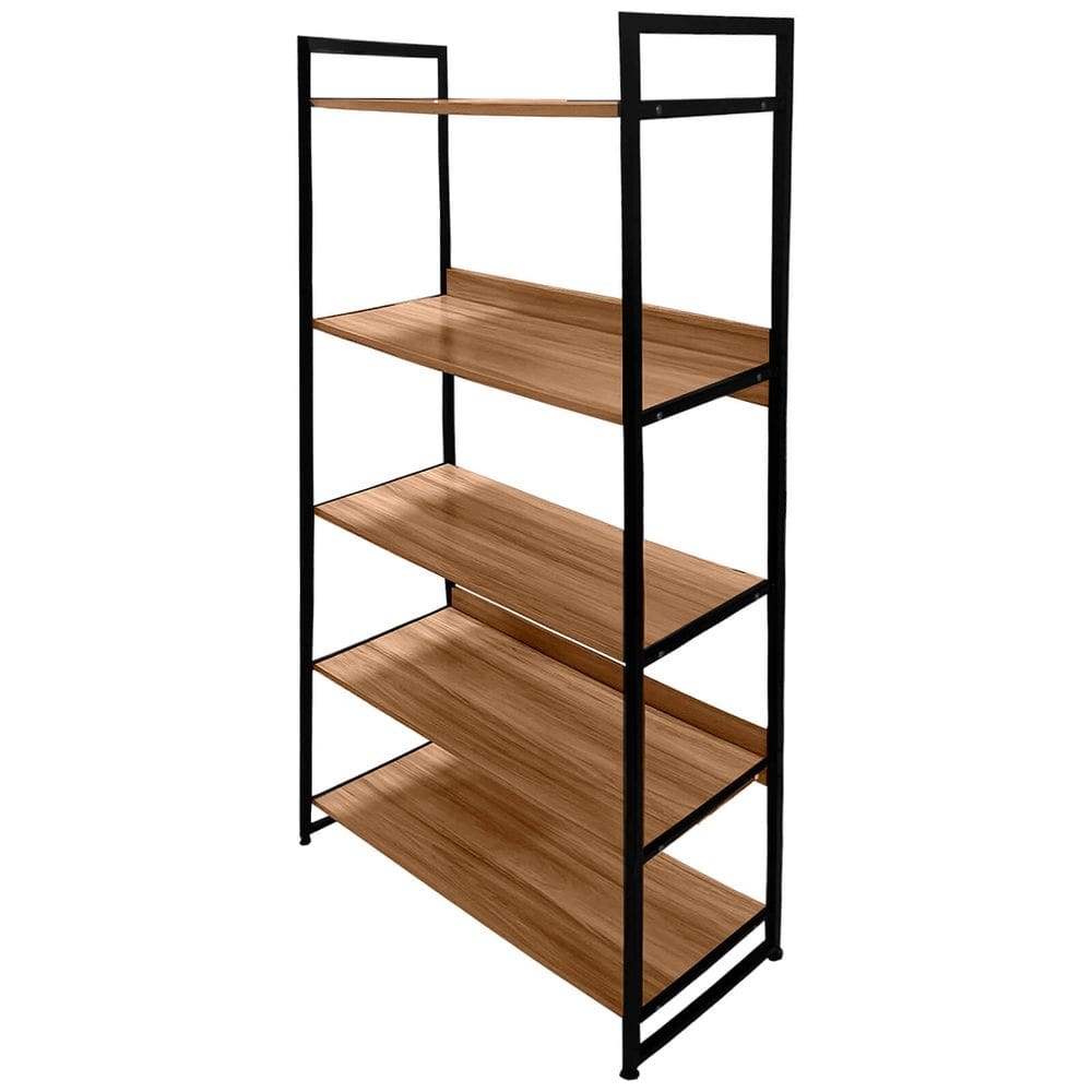 Estante Livreiro Estilo Industrial para Escritório Amadeirado 175x87 Nogal