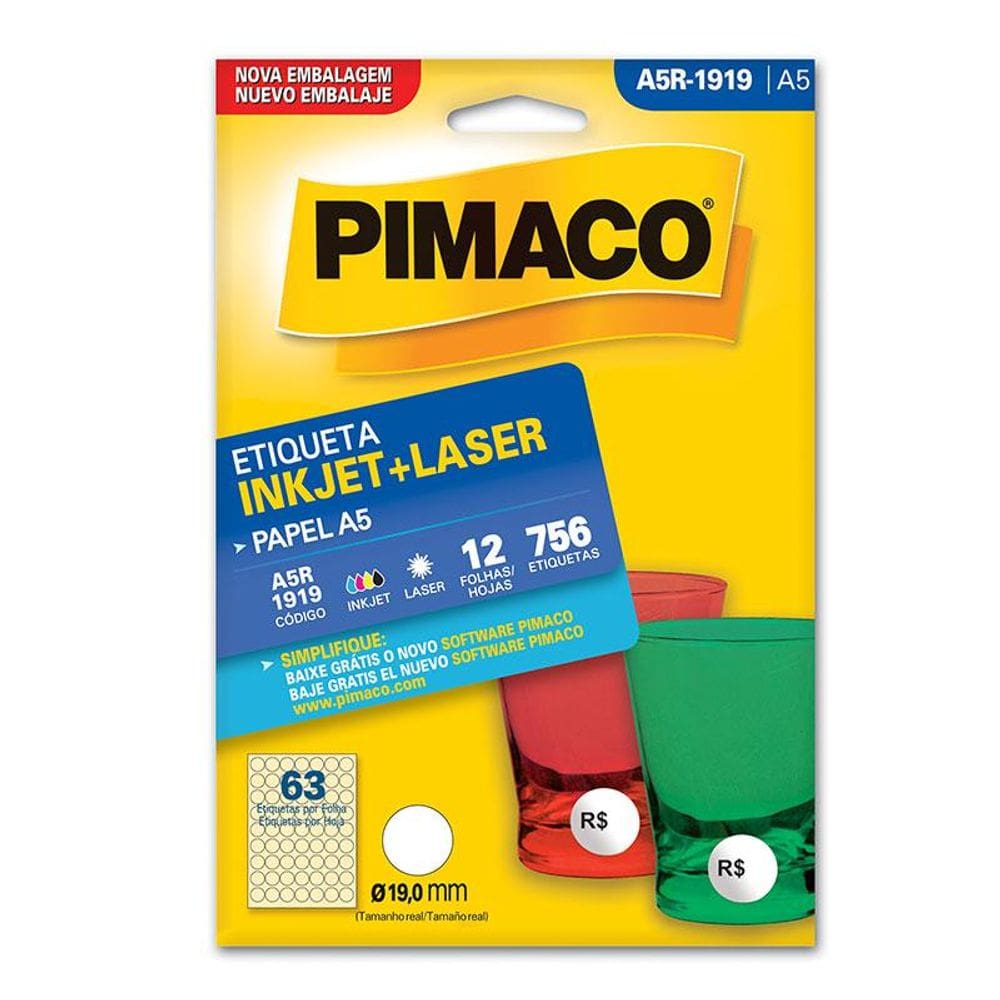 Etiqueta inkjet/laser A5R1919 c/ 12 fls Pimaco