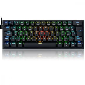 Teclado Gamer Sem Fio Redragon Fizz Pro RGB Mecânico Switch Blue Bluetooth Preto