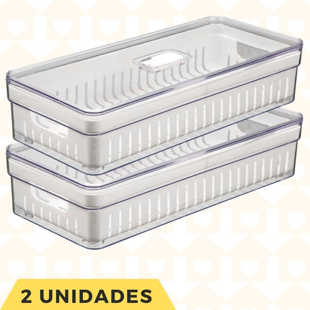 Kit 2 Organizadores Cesta E Tampa Guardar Verduras Frutas