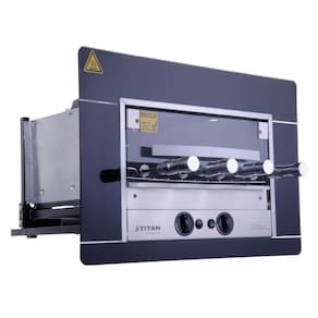 Churrasqueira a Gás de Embutir Titan Titanium Preto 4 Espetos Rotativos 220V