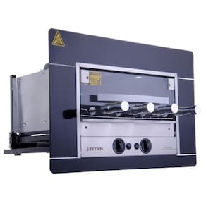 Churrasqueira a Gás Natural de Embutir Titan Titanium Preto 4 Espetos Rotativos 220V