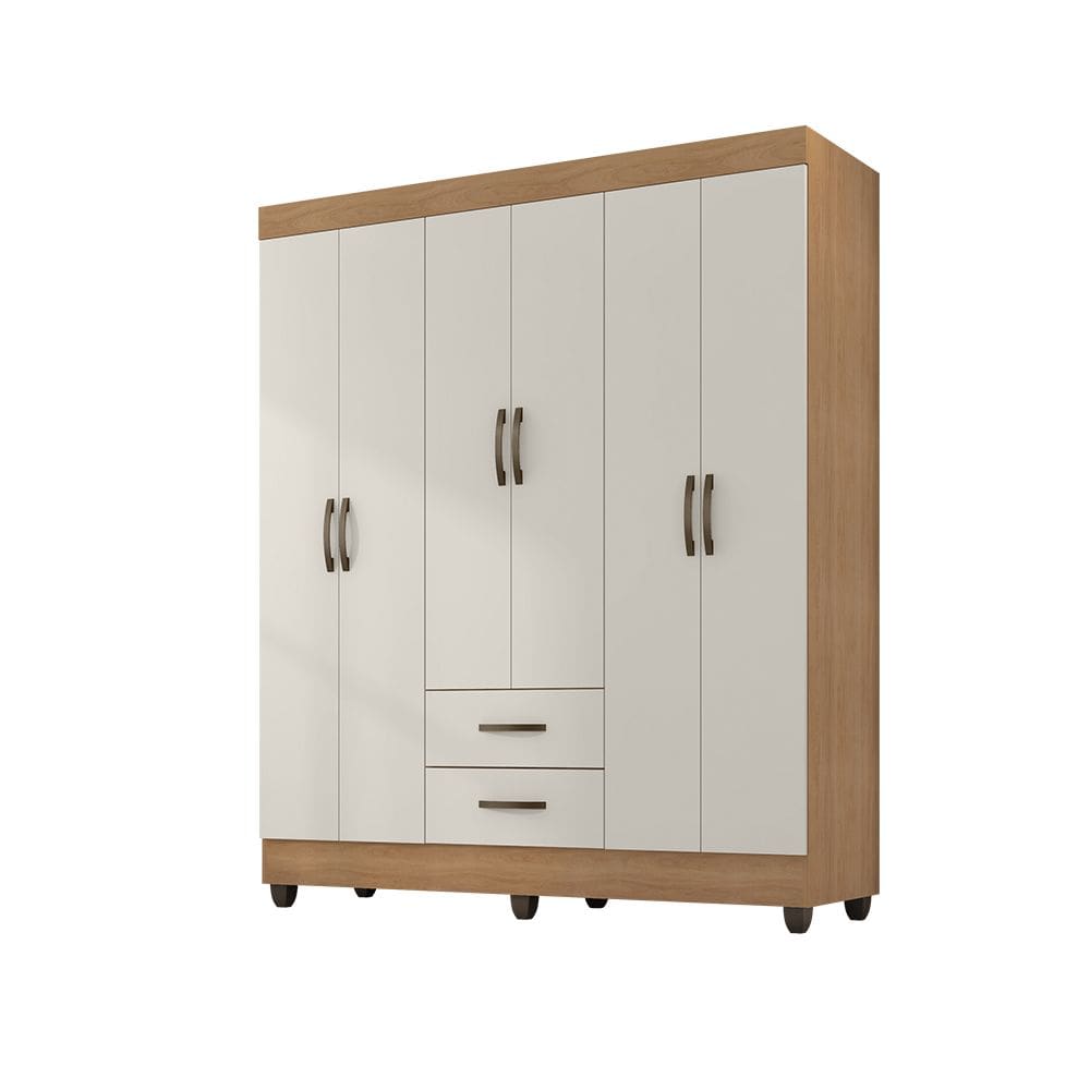 Roupeiro Lite 6 Portas 2 Gavetas Guarda-Roupa Casal