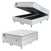 Cama Box Baú Casal Queen Colchão Espuma D33 Pillow Top New Millenium 158x188x60cm Branco Hellen