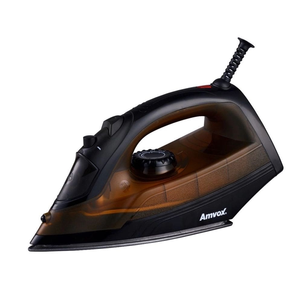 Ferro De Passar A Vapor 1250W Chapa De Inox Preto E Amarelo