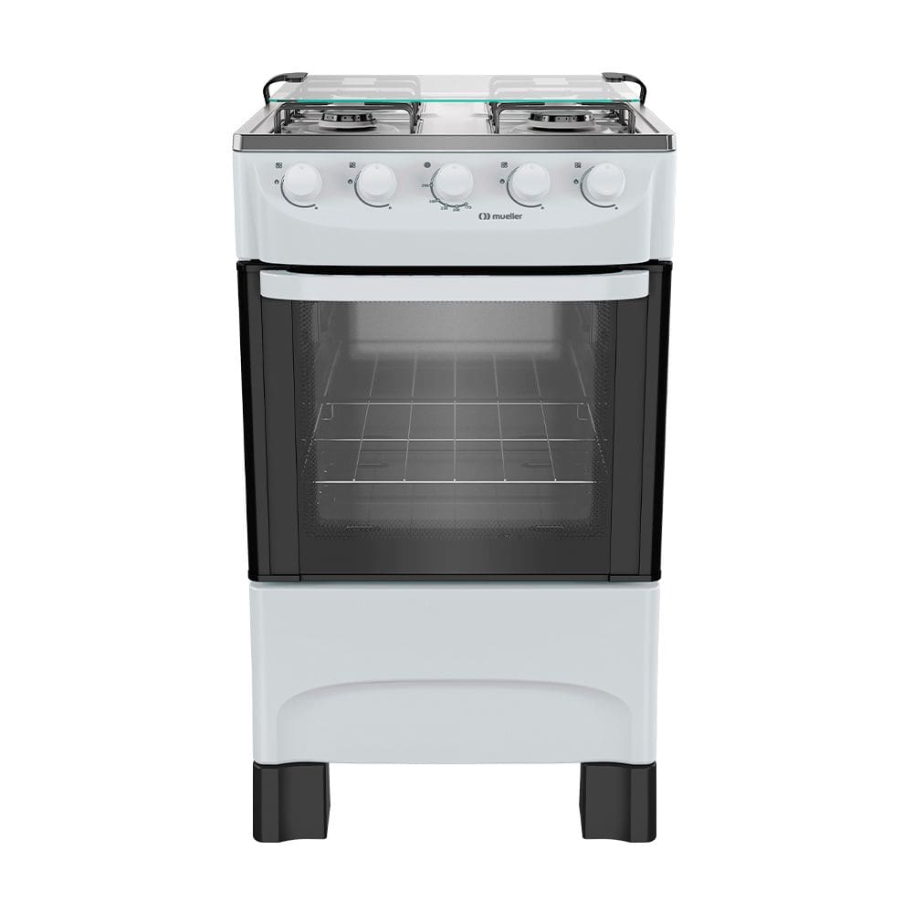 Fogão 4 Bocas a Gás Mueller MFI4BA Mesa de Inox Acendimento Manual Branco