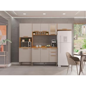 Cozinha Completa com Aereo Vidro Reflecta 4 peças New Valência - Cinamomo/Off White