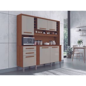 Armário de Cozinha 6 Portas 2 Gavetas Catar Salleto – Cinamomo / Off White