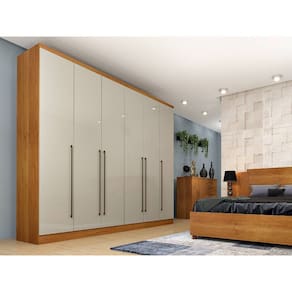 Guarda Roupa Casal 6 Portas e 8 Gavetas Sevilha Tcil – Cinamomo/Off White