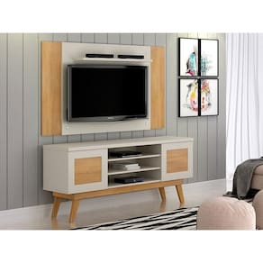 Rack Detroit Com Painel América 65" – Off White/Cinamomo