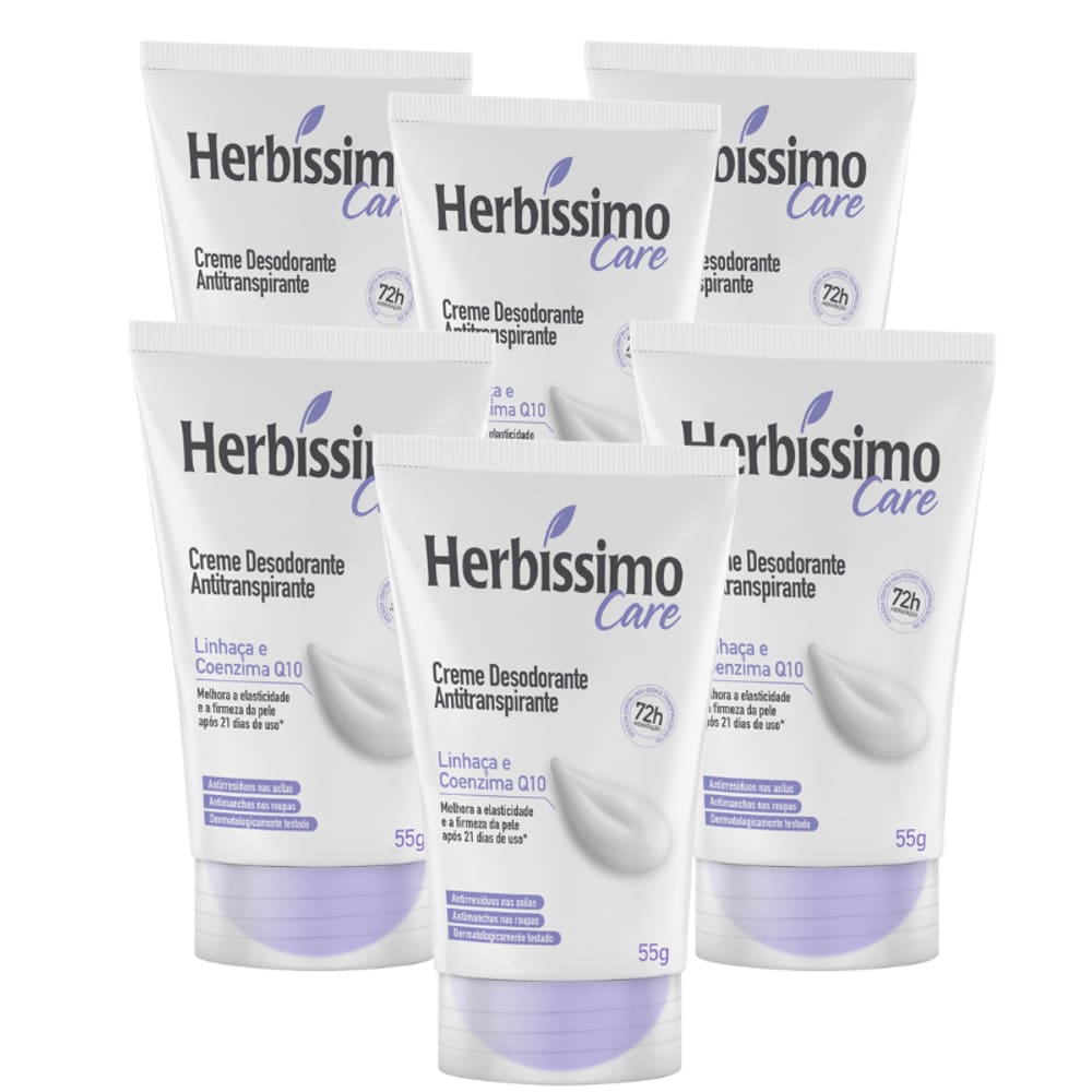 Kit Creme Desodorante Antitranspirante Linhaca e Coenzima Q10 Bisnaga 55g - 6 unidades