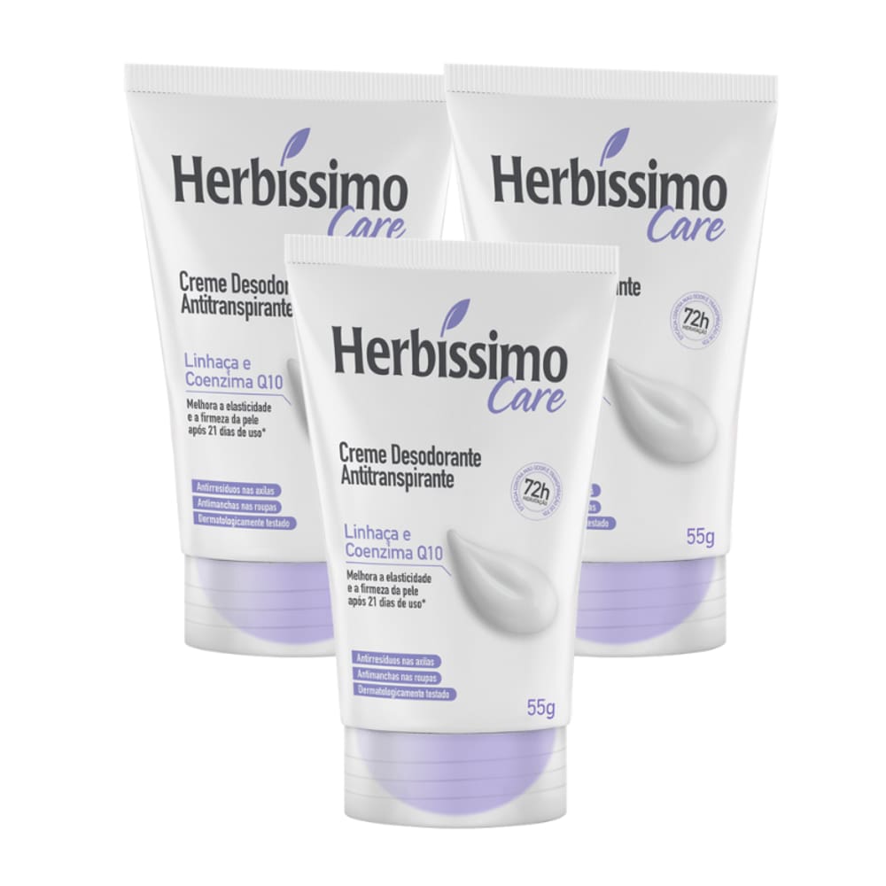 Kit Creme Desodorante Antitranspirante Linhaca e Coenzima Q10 Bisnaga 55g - 3 unidades