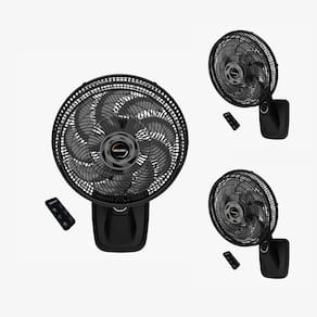 Kit Mallory - 3 Ventiladores Parede Smart Control 40Cm Diâmetro Com Controle Pr-Gr - 127V