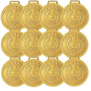 Kit com 10 Medalhas Rema Honra Ao Mérito 60mm com Fita Ouro/Prata/Bronze