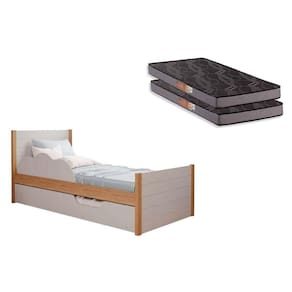 Colchão Solteiro Pérola Gray Polar (2un) + Bicama Elza Nature/Off White