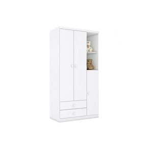 Guarda Roupa Bebê Bala de Menta c/ 3 Portas e 2 Gavetas Branco - Henn