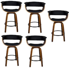 Kit com 5 Banquetas Base Madeira Betim Preto