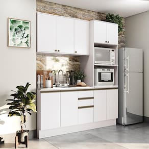 Cozinha Compacta Celeste Kappesberg 100% MDF Branco 190cm