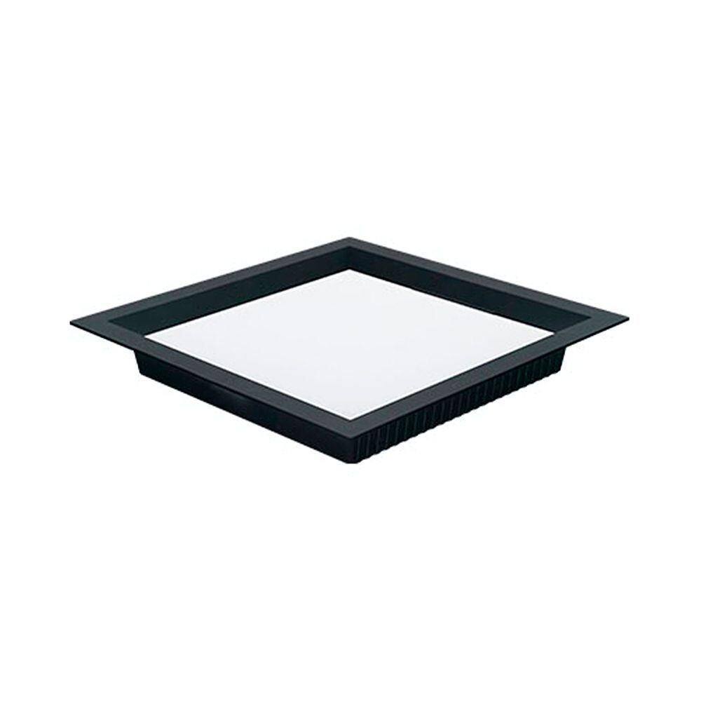 Painel De Led Nordecor Quadrado Kais De Embutir Recuado 24w Bivolt Preto 3000k Luz Amarela 4214
