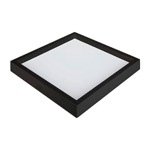 Painel De Led Nordecor Quadrado Kais De Sobrepor Recuado 36w Bivolt Preto 3000k Luz Amarela 4270