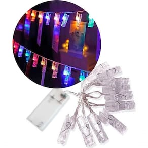 Cordão Prendedor Luminoso Varal 10 Led Colorido 2,30 Metros