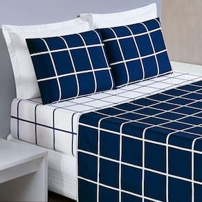 Jogo Cama Lençol King 200 Fios 4 Peças Azul Marinho