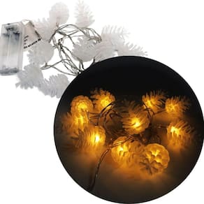 Cordão Luminoso 10 Pinhas Leds Enfeite Amarelo 1,80 Metros