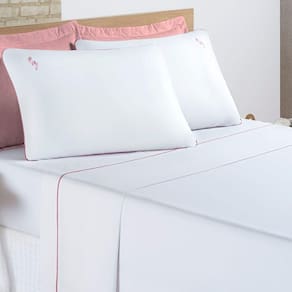 Jogo Cama Lençol Diana Queen Percal 200 Fios 100% Algodão 4 Peças - Branco