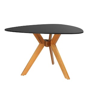 Mesa de Jantar Orgânica Nina 120cm em MDF e Madeira Maciça - Preto