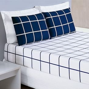 Jogo Cama Lençol Casal 200 Fios 3 Peças Azul Marinho