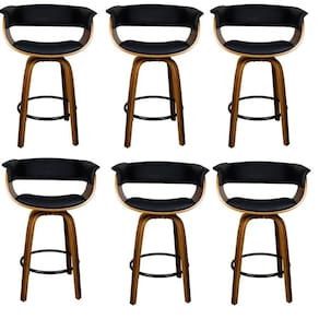 Kit com 6 Banquetas Base Madeira Betim Preto