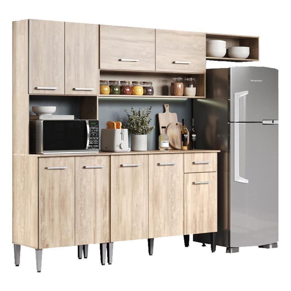 Armário Cozinha Compacta Arizona Smart Carraro - Carvalho Carvalho