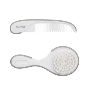Kit Escova E Pente Infantil Cinza Clingo