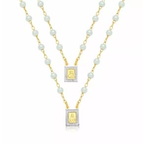 Escapulário Com Pérola Delicado Folheado A Ouro 18k