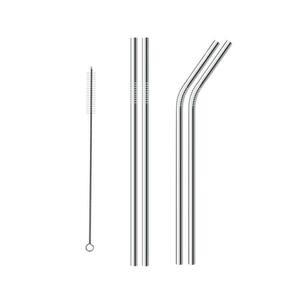 Canudo Reutilizável Aço Inox Eco Limpador Kit Com 4 Curvo