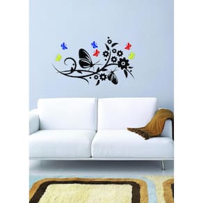 Adesivo Decorativo de Parede Floral com Borboletas 80x47cm