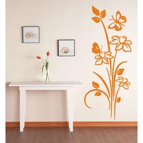 Adesivo de Parede Floral e Borboletas Ouro 111x47cm