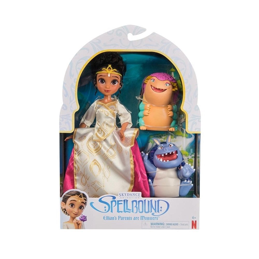 Enfeitiçados SpellBound Filme Netflix – 1 Boneca Princesa Ellian 22cm e 2 Bonecos Monstros - Sunny
